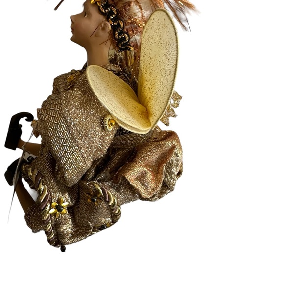 YULE TIDINGS WHIMSICAL VICTORIAN RENAISSANCE GOLD FAIRY CHRITSMAS FIGURE - Picture 2 of 5